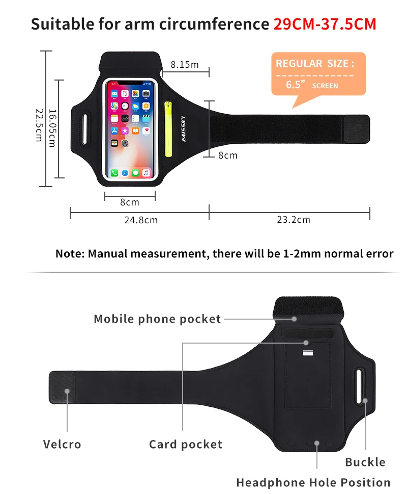 Running Sport Armbands Phone Case on Hand Holder Zipper Car key Pocket Earphone Bag For Airpods Pro iPhone Samsung Arm Band Bags