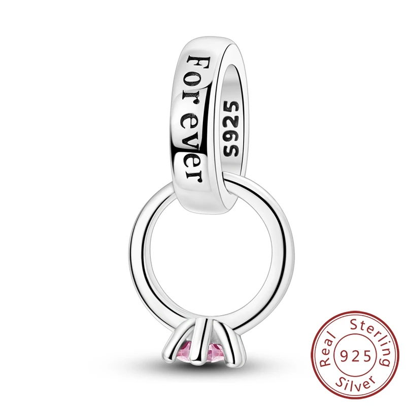 

Charms Original 925 Sterling Silver Marriage Ring Pink Zircon Beads Fit Bracelet Women Jewelry Diy Fine Gift Accessory
