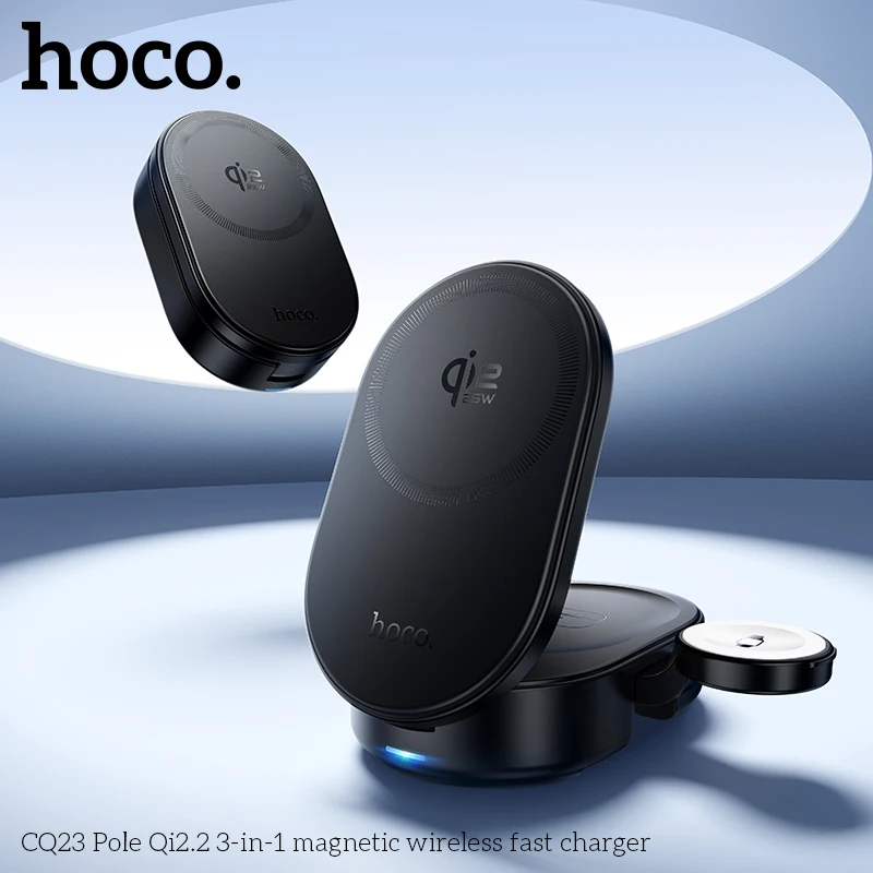 

HOCO CQ23 Magnetic 3 in 1 Wireless Charger for iPhone 17/16/15/13/14 25W Qi Wireless Charging Stand for Apple Watch/AirPods Pro