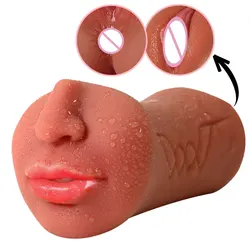 3 IN 1 Artificial Vagina Sex Toys for Men Realistic Double-Sided Pocket Pussy Blowjob Ass Silicone Vaginas 18+ Male Masturbator