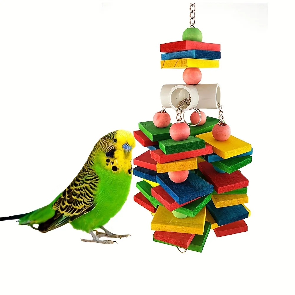 Umweltfreundliches Kleines Holzspielzeug für Haustier-Vögel und Papageien, Bunte Bausteine für Interaktives Spielen, Nachhaltiges Kunststoffmaterial