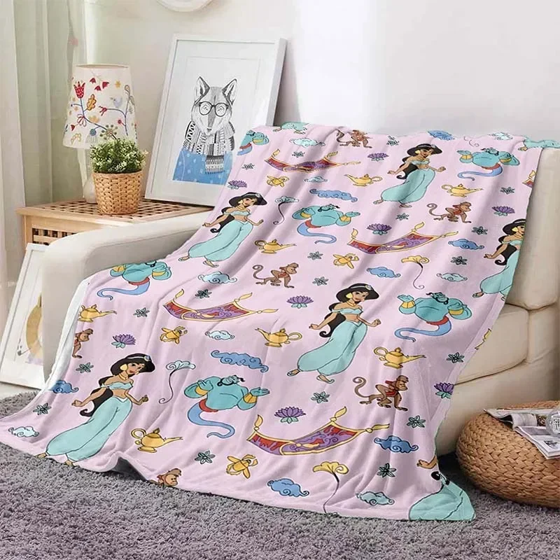 Disney Aladdin Jasmine Blanket for Soft Fluffy Children Throw Sofa Plush 4 Seasons Girl Bedspread Throw Blanket for Sofa Bed