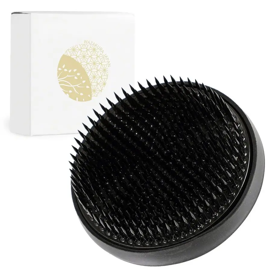 

Ikebana Kenzan Japanese Flower Holder, Made in Japan, Floral Arranging Pin Frog, Round Black 3.15