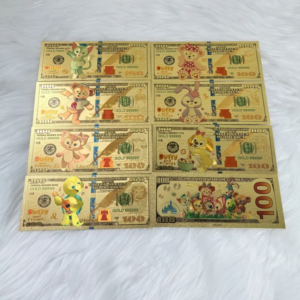 

MINISO Даффи и друг золотые карты аниме памятная коллекция золотых банкнот мультяшные игрушки детский подарок периферийные устройства