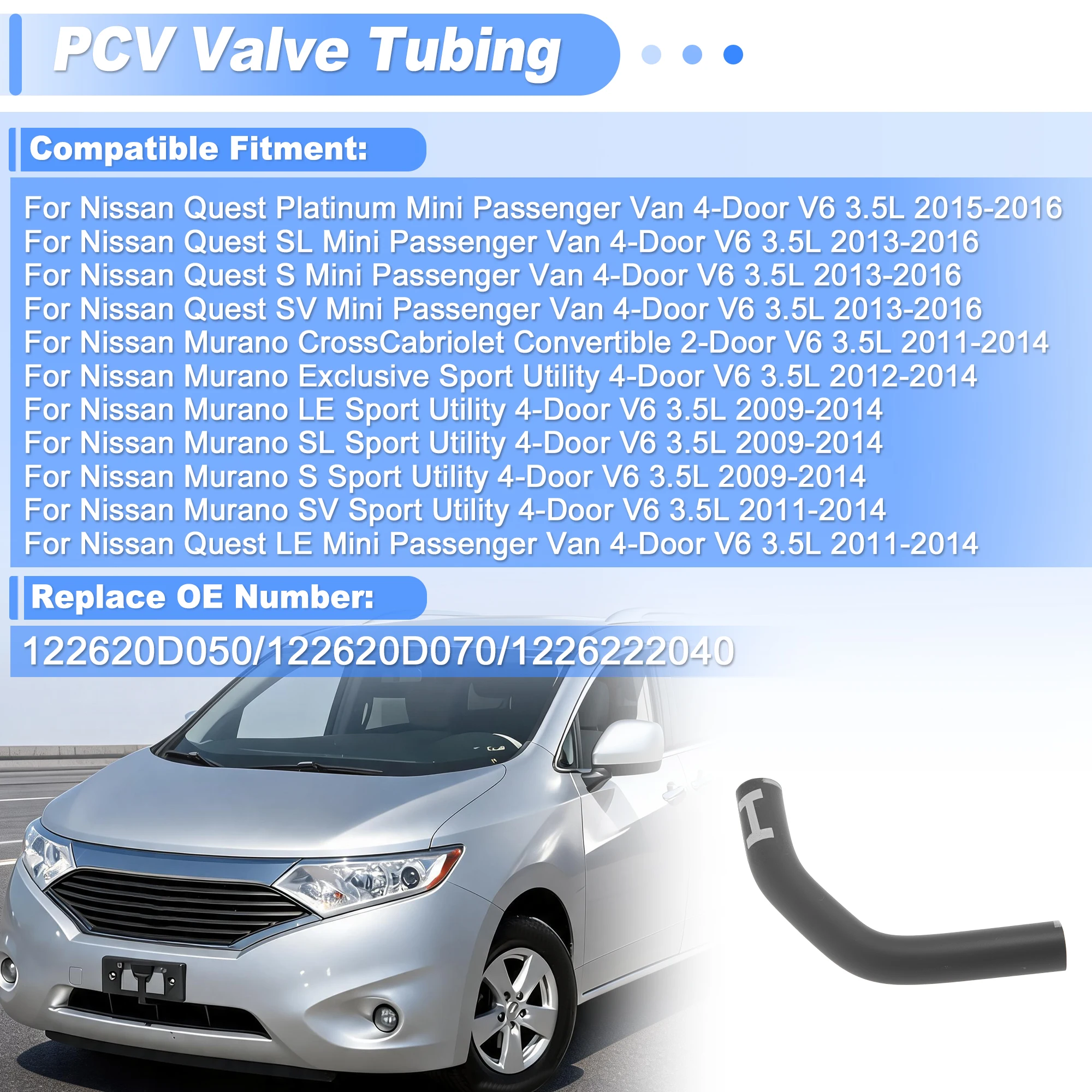 UXCELL PCV Valve Hose for Nissan Quest Platinum Mini Passenger 15-16