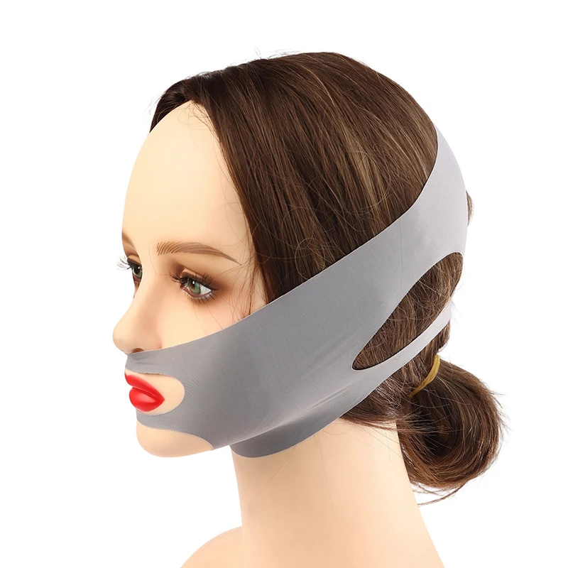 Nieuwe Ademende V-vormige Maskerriem Dubbele-Chin Reducer Gezicht Afslanken Bandage Gezicht Lifting Riem Dubbeldeks Tightener Slanke Band
