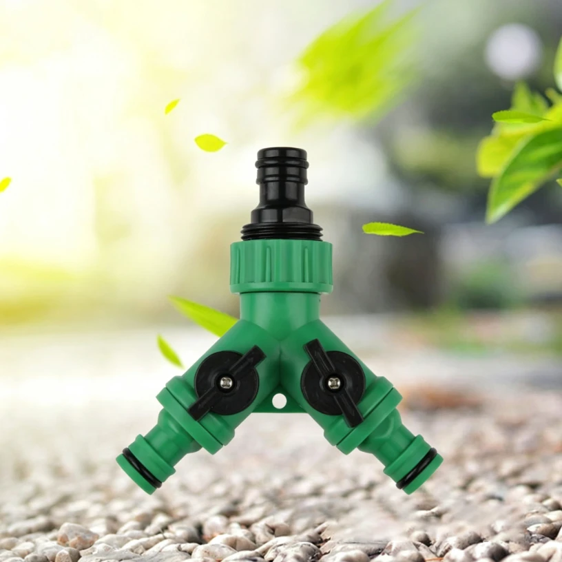 1pc Water Splitter Y Connector 2-Way Valve with Switch - Quick Plastic Adapter for Garden Faucet Irrigation Flower Landscaping