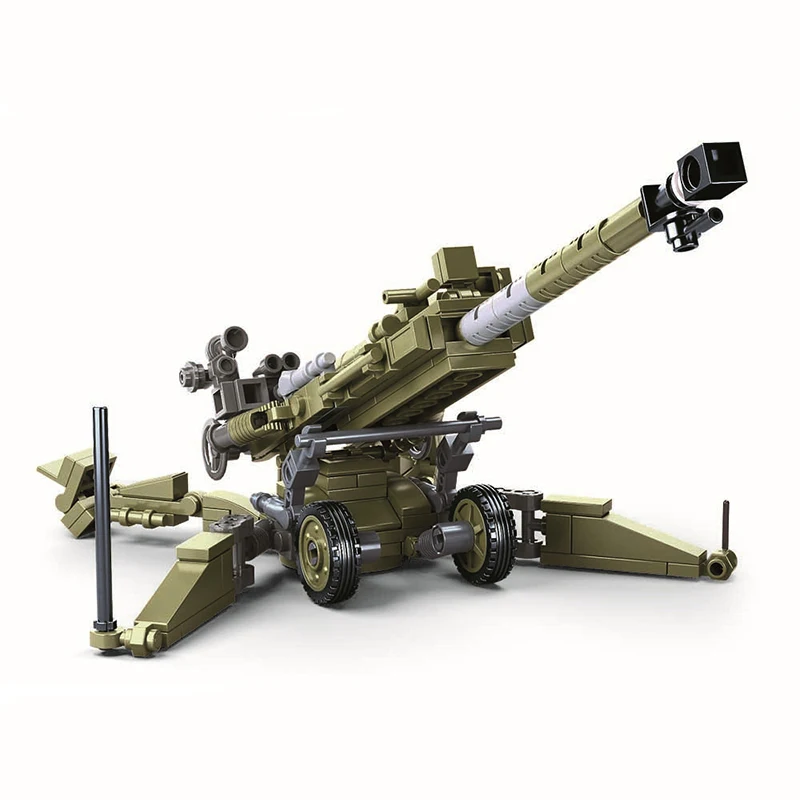 Sluban World War II Military Weapon M777 Ultralightweight Field Howitzers WW2 Model Building Blocks Kits Bricks Kids Toys Gifts