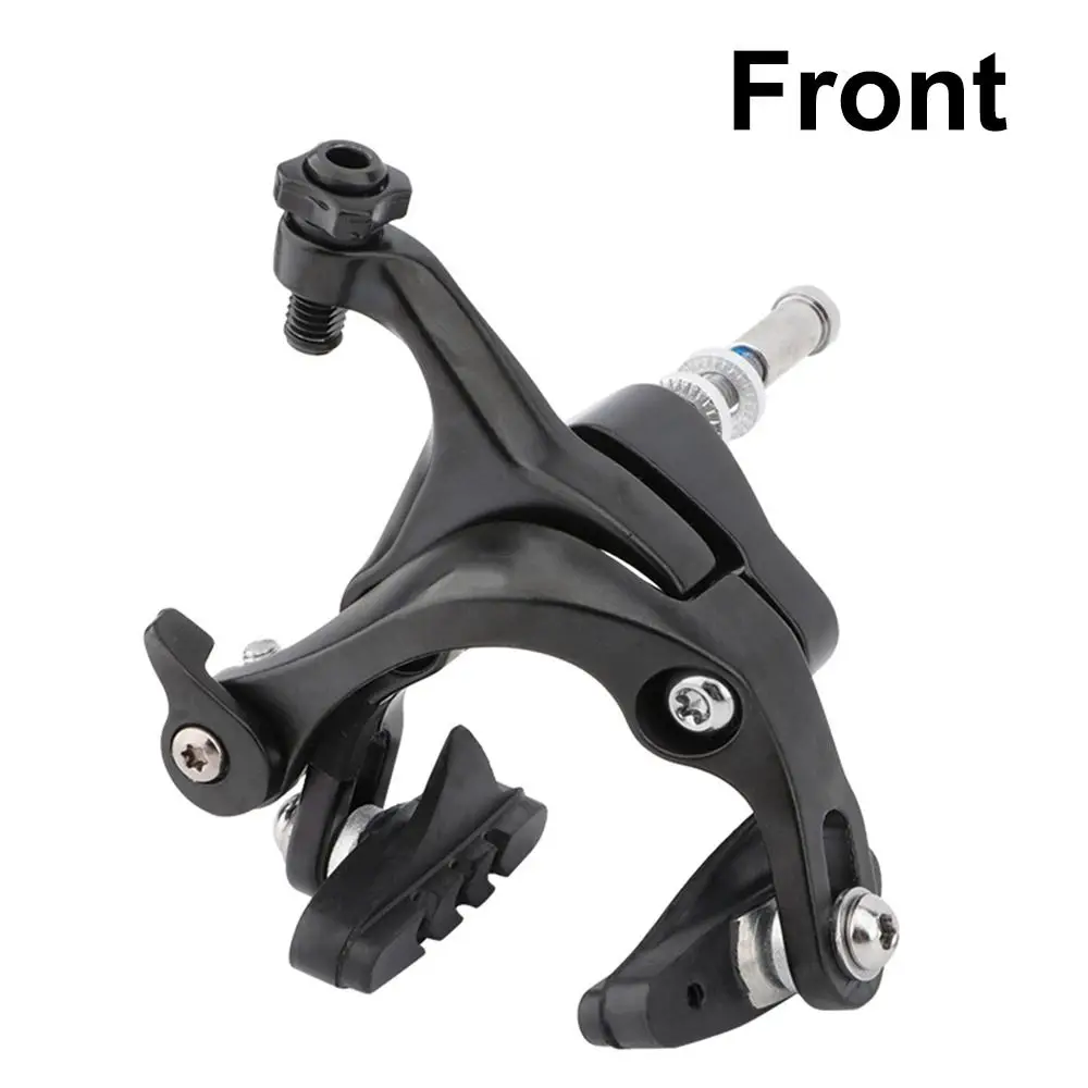 Front and Rear Road Bike Dual Pivot Calipers Aluminum Alloy Black C Brake Caliper With Brake Pads Universal Bicycle Brake