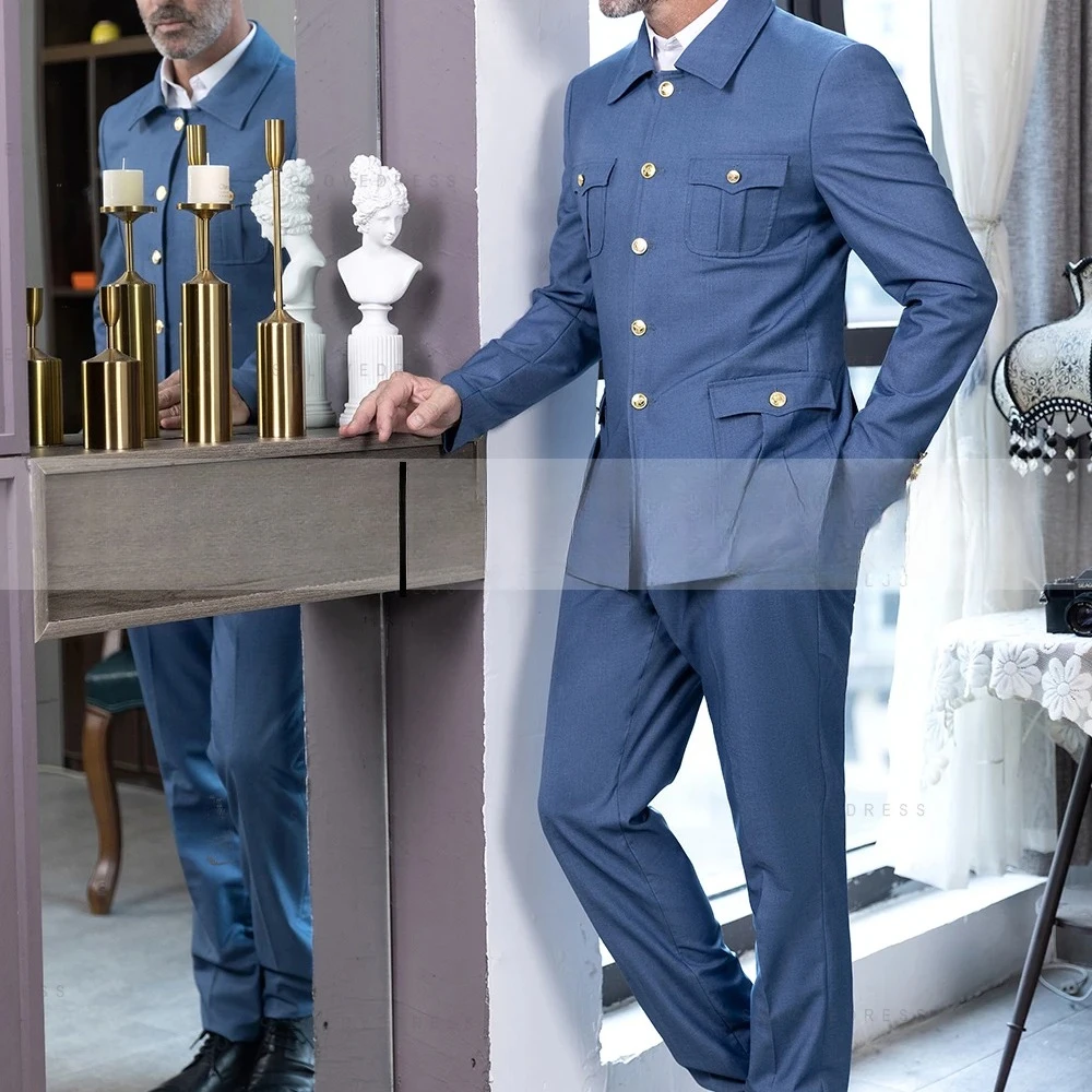 Costumes pour hommes à simple boutonnage avec col montant 2 pièces smoking de mariage coupe ajustée pour hommes costume sur mesure de mariage formel pour garçons d'honneur