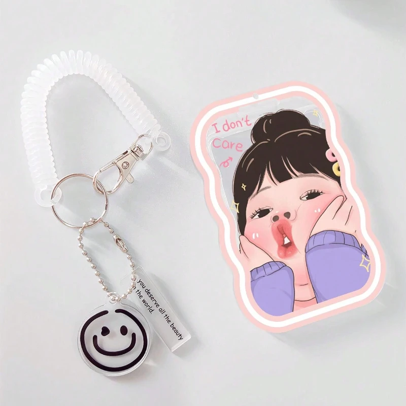 Dudu Mouth Girl Pattern Wave Transparent Card Holder for Student Bus Card Meal Card Protection Case Kpop Photocard Holder Ect.