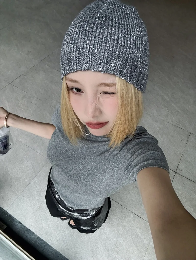 

Шапка-бини в стиле Дженни с блестящими пайетками, женская летняя, в стиле «маленький аромат», для дерзких девушек, модная, без козырька, для пар, трендовая