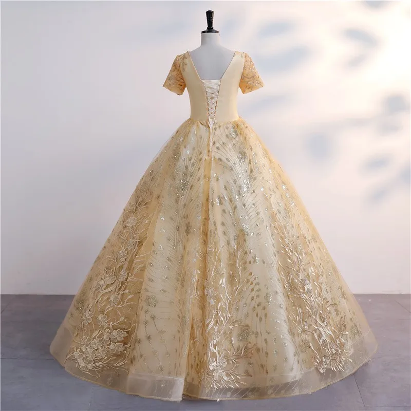 Ashley Gloria Gold Quinceanera Dresses Claassic Short Party Dress Shinny Ball Gown Formal Prom Dress For Girls