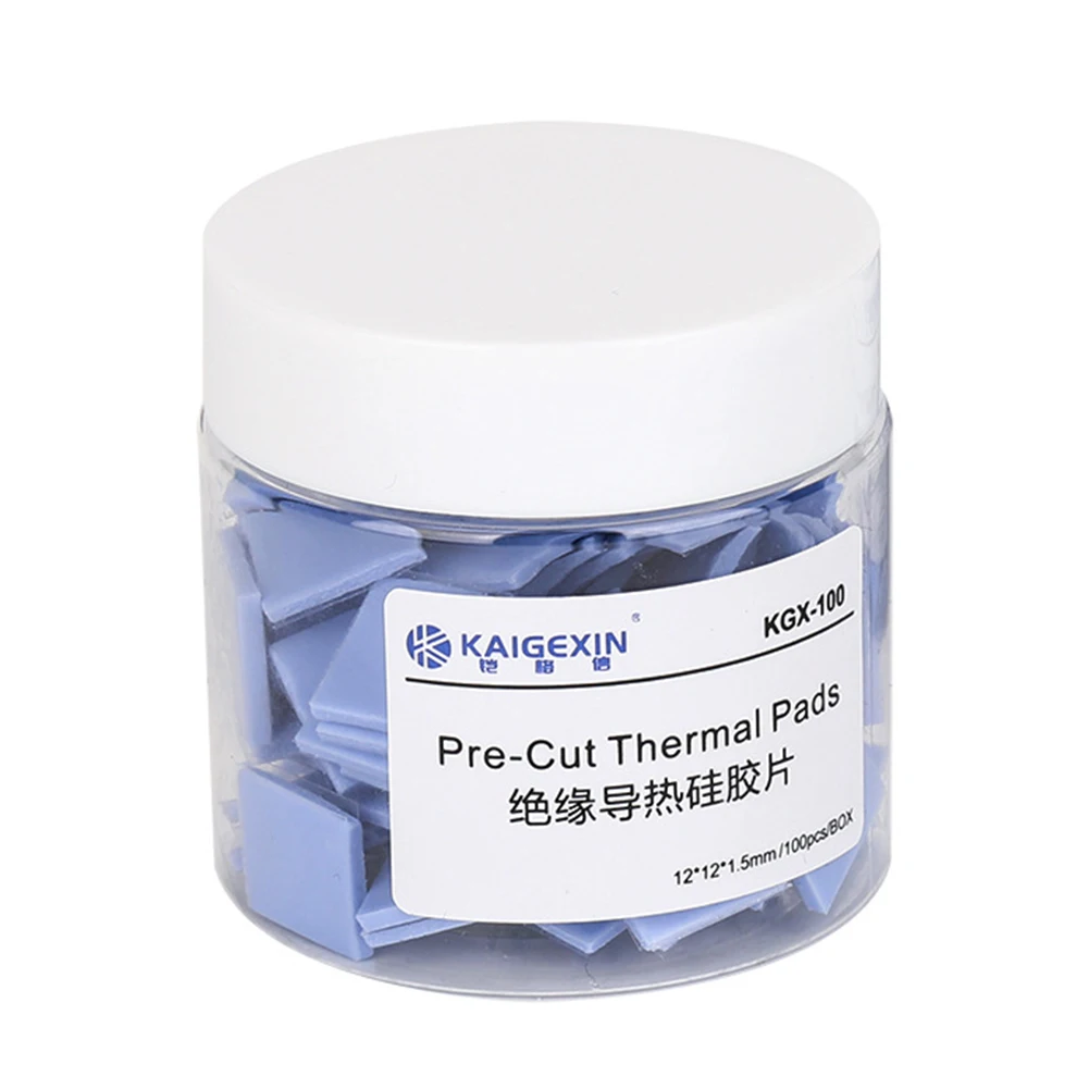 100PCS Conductive Silicone Pad Non Conductive 12x12x1.5mm Silicone Grease Thermal Pad Fast Heat Dissipation for GPU CPU Repair