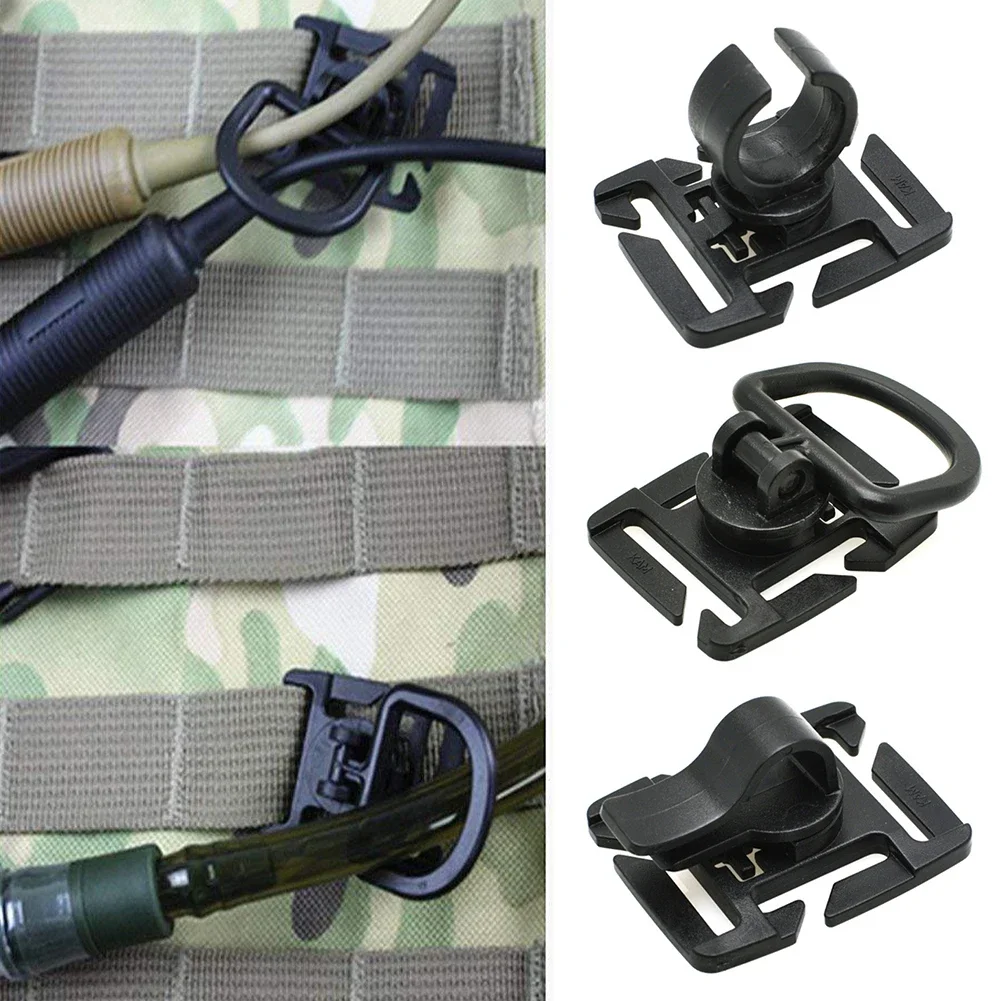 1P Outdoor Loadable D-Buckle 360° Rotary Flashlight Water Pipe Clamp Hanging Ring Buckle for MOLLE Webbing  Tactical Accessories