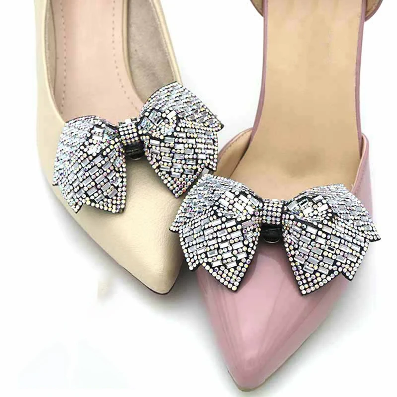 2Pcs Women  Bow Detachable Shoe Clips Removable Shoe Buckles Decorative Shoes Accessories For Wedding Party