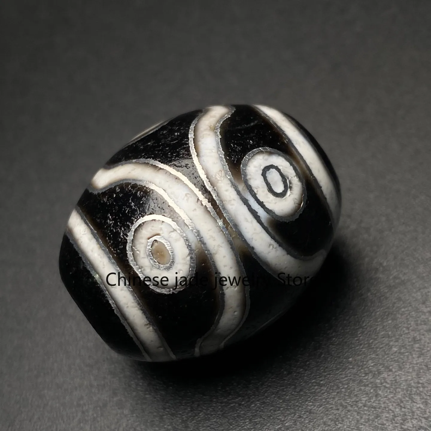Tibetan Buddhism Agate Inlaid Silver Wire 6 Eyes DaLuo Dzi Bead Pendant G709