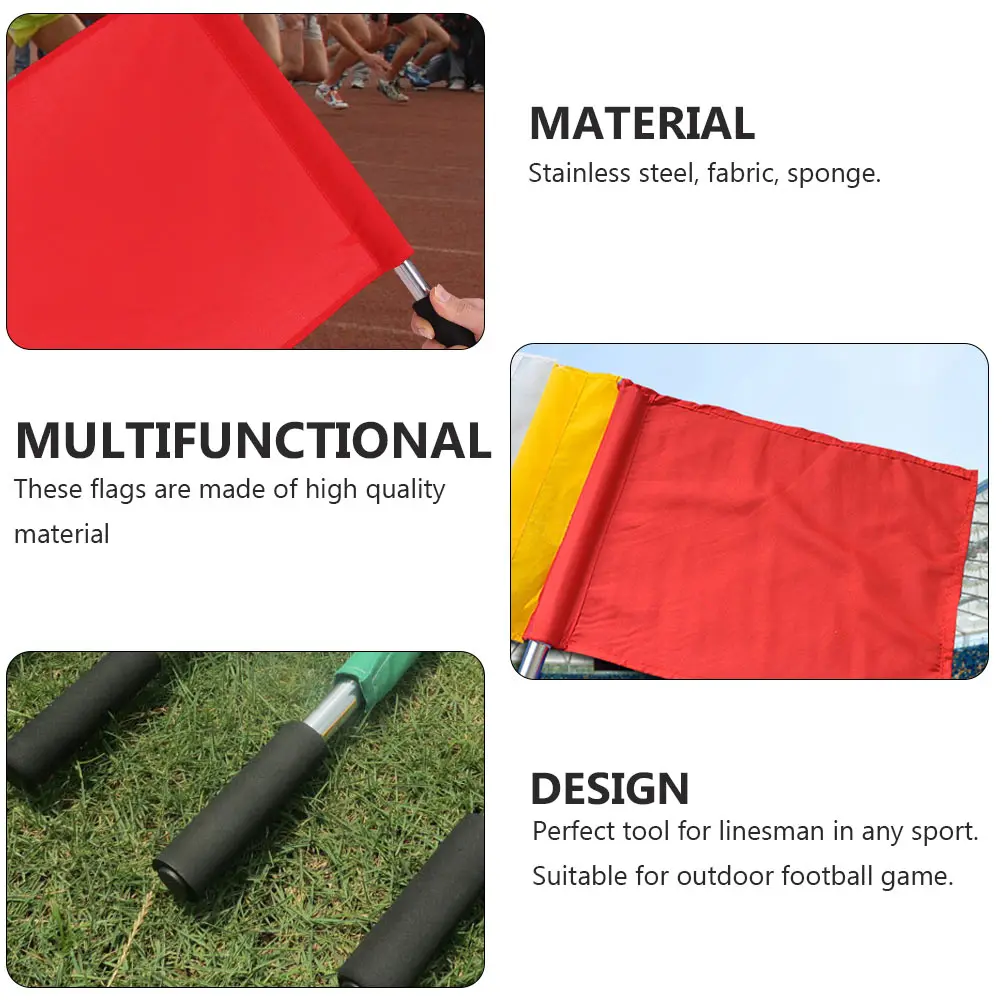 

4pcs Hand Waving Flags Signal Banner for Corner Referee Match Stainless Steel Pole Lightweight Durable Outdoor
