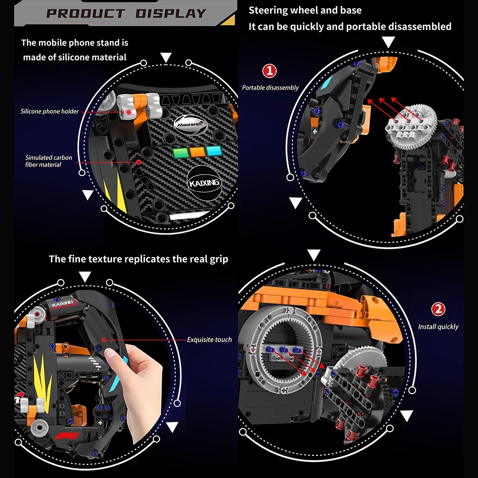 Technische Formule Racewagens Stuurwiel Model Constructor Bakstenen Volwassen Speelgoed Creatieve Telefoonhouder Thuis Ornamenten Kid Gift