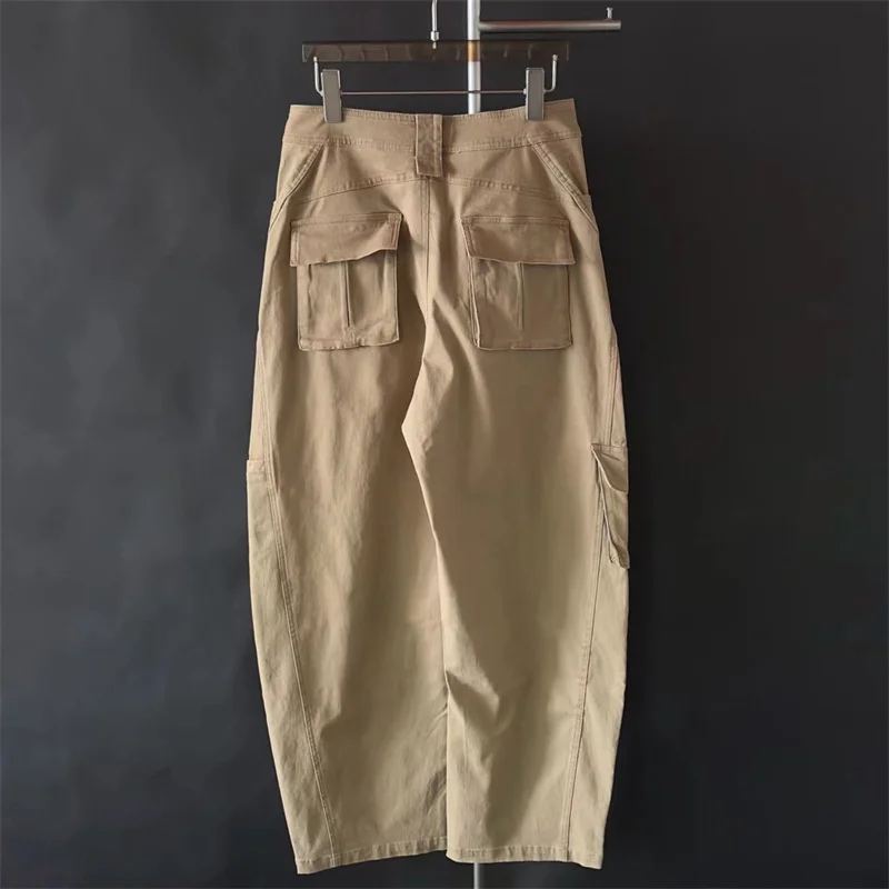 Women's pants New low rise slim fit straight leg pants for autumn 2025 pure cotton  wide leg pants y2k Multi pocket cargo pants