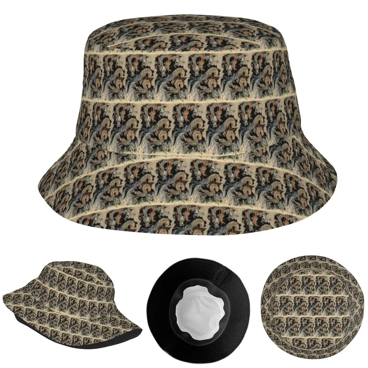 Utagawa Kuniyoshi - قبعة دلو التنين بنما قبعة الأطفال بوب صياد القبعات قبعات الصيد الصيفية للجنسين