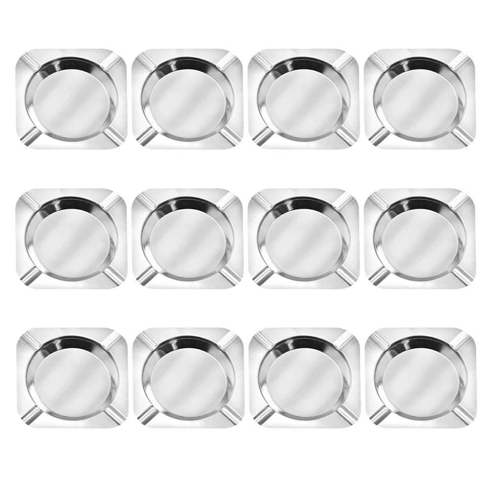 

12 Pcs Ashtray Cigar Metal Cigarette Ashtrays for Smokers Stainless Steel Can Holder Office