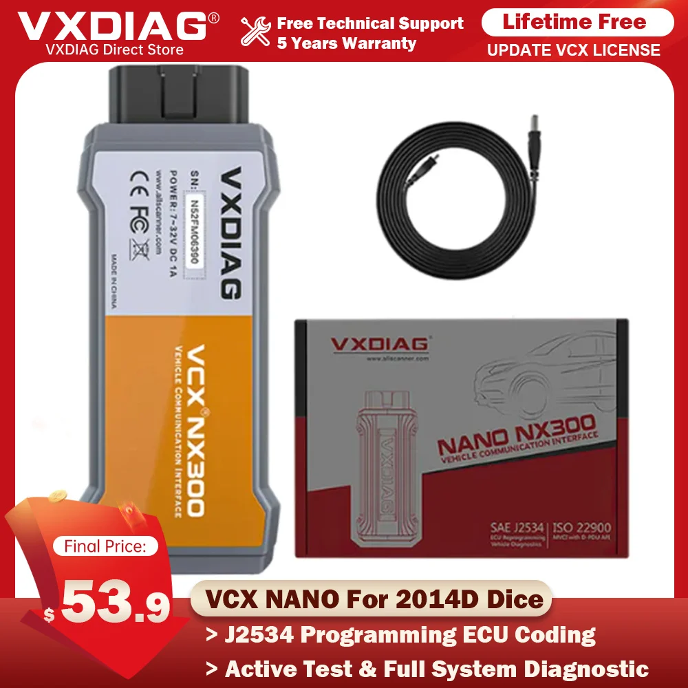 VXDIAG VCX NANO For Volvo 2014D DICE NX300 j2534 ECU Programming Coding Diagnostic Tools Automatic obd2 All System Free Update