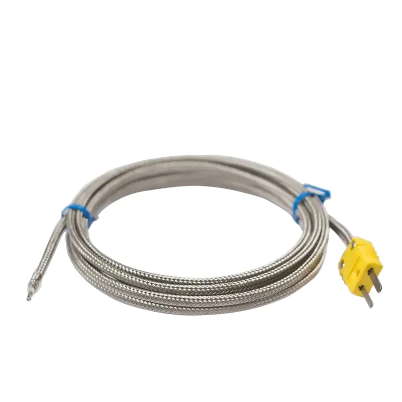 TECPEL TPK-01H-1M High Temperature Sensor Thermocouple Metal Wire Probe Type K Yellow Cable 1000mm Exterior for Instrument Parts