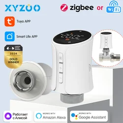 Tuya WiFi Zigbee Thermostatic Radiator Actuator Smart TRV Valve Programmable Temperature Controller Voice Alexa Google Home