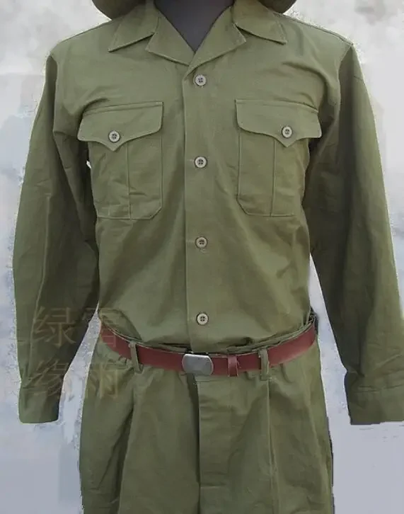 Vietnamese Military Uniform Men Green Suit Spring Vintage Include Jacket Pants