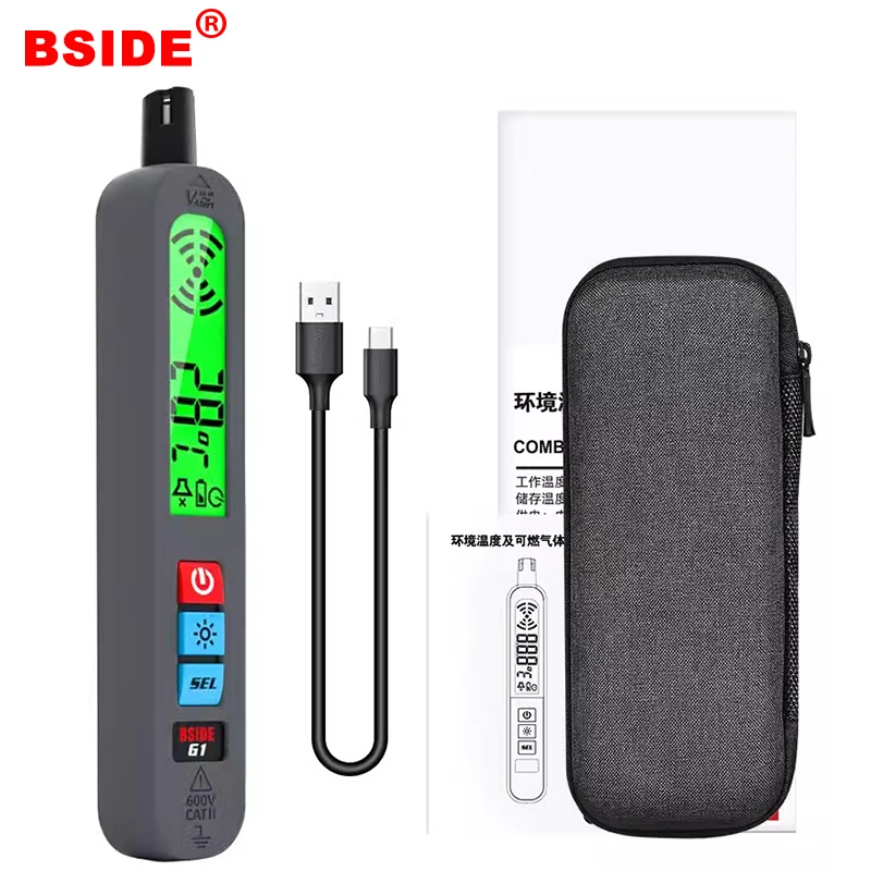 

G1 USB Charge Gas Leak Detector Combustible Natural Gas Leak Analyzer LCD Propane Methane Butane Gas Detector Sound Light Alarm