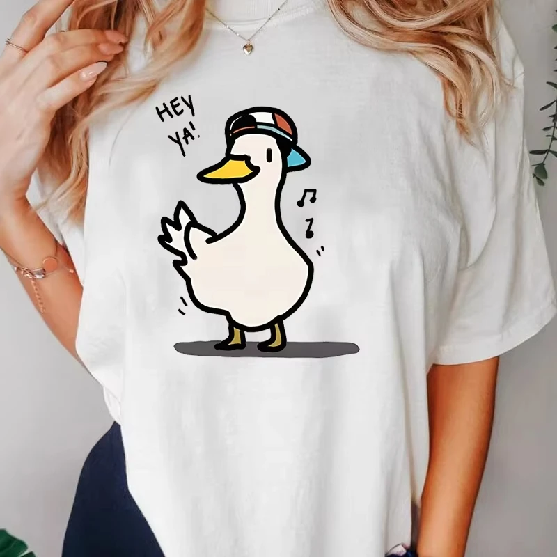 Hey Ya Dancing Subaru Duck T-shirt Women Men Funny Cartoon Duck Printed T Shirt Cotton Summer Tees Streetwear Womans Clothing