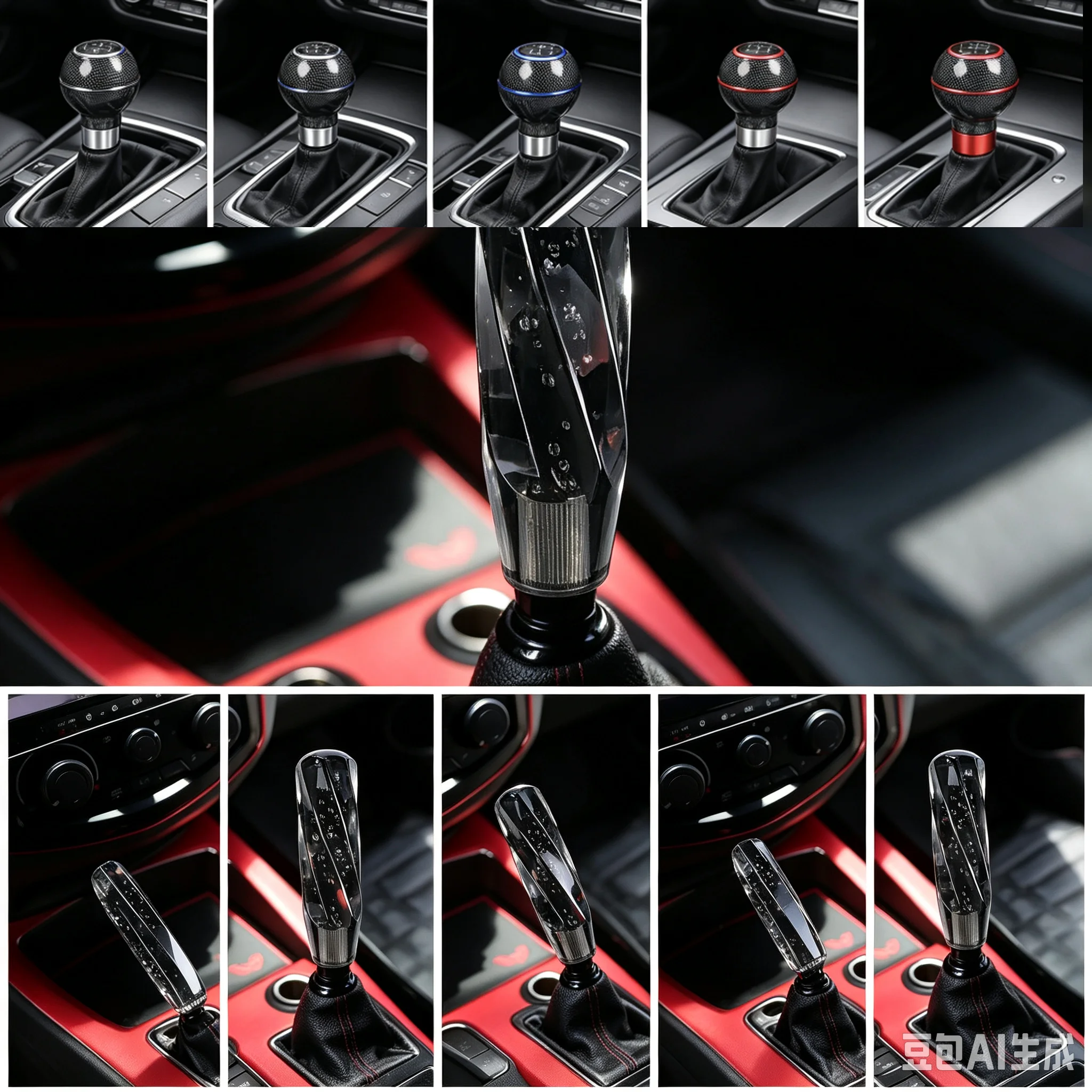 10 15 20 25 30cm Car Transparent Stitching Multicolor Gear Shift Knob Crystal Bubble Shifter Lever AT MT Black