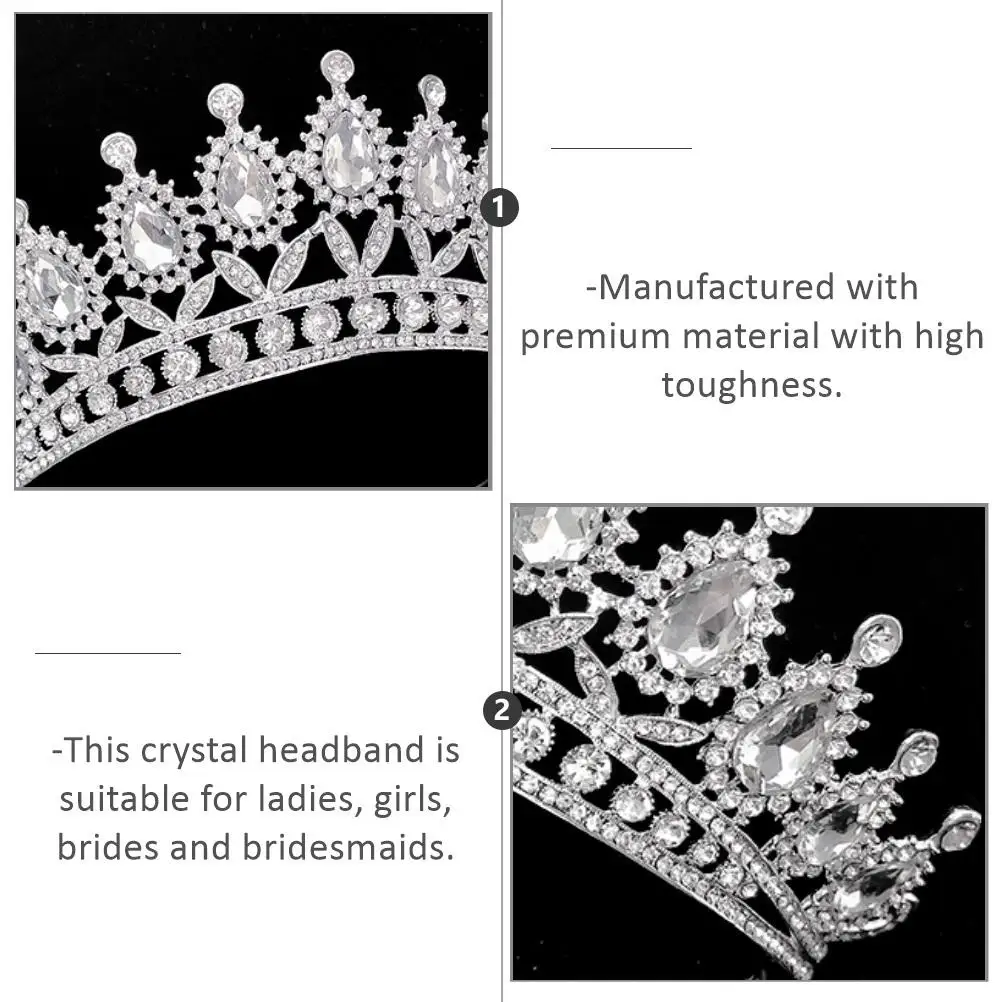 

Bridal Crown Crystal Headband Charming Hair Jewelry Princess Bride Wedding Rhinestone Decoration Delicate Bridal