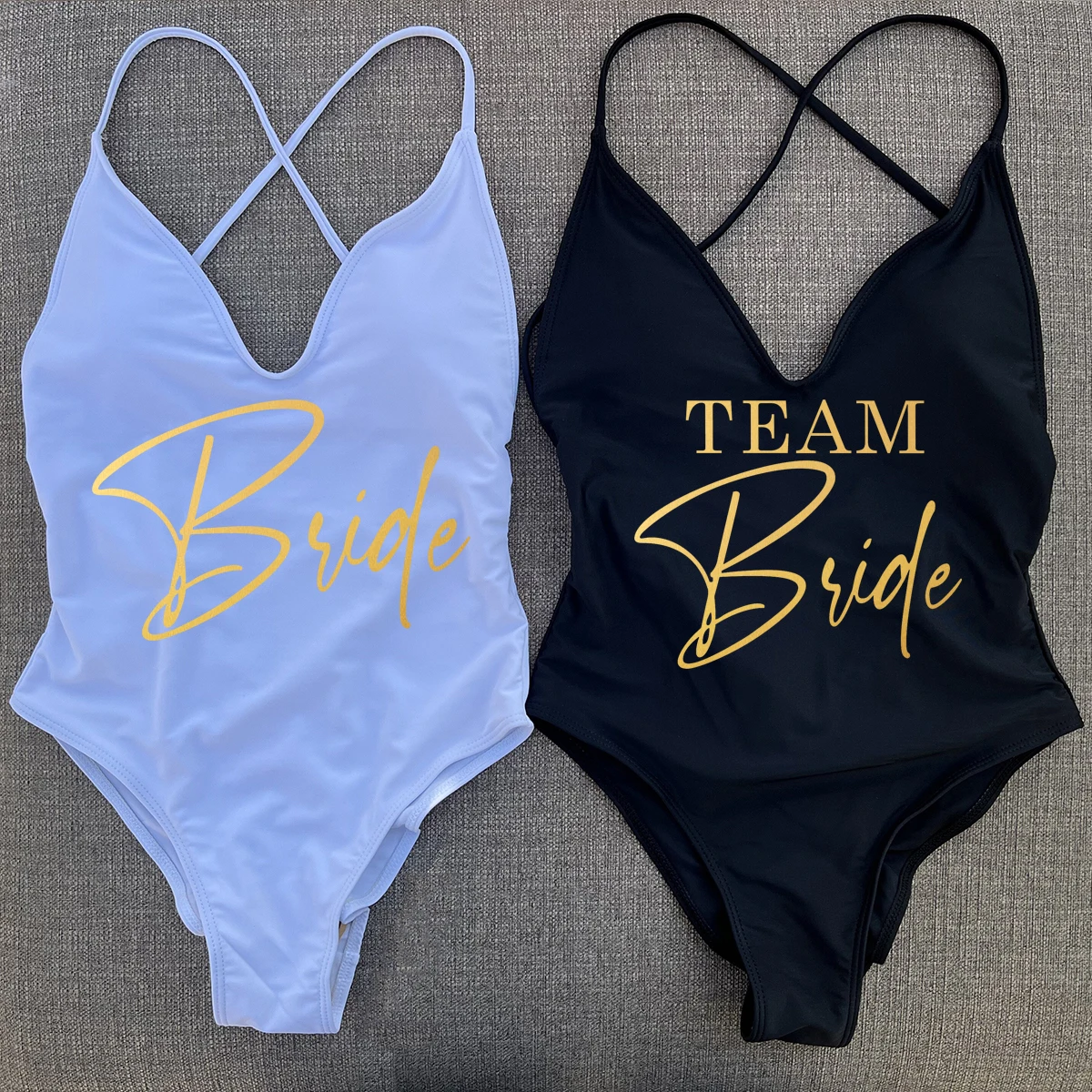 Sexy gepolsterter einteiliger Badeanzug für Damen, Team Bride Bademode, Bikini, Sommer-Badeanzug, Strandkleidung für Junggesellinnenabschied