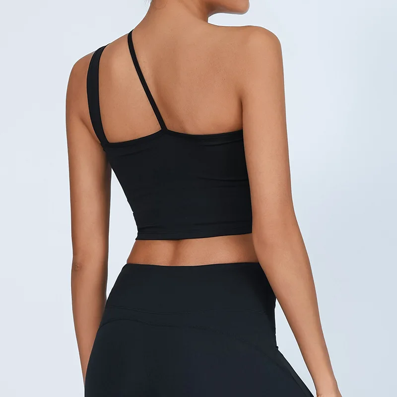 

Женская майка для йоги с накладкой на грудь Qui Dry, асимметричная, теннисная, на одно плечо, спортивная, для фитнеса, дышащий нейлон