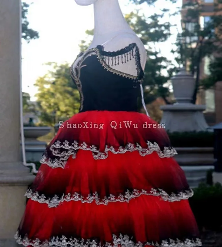 Don Quixote Adult Red Romantic Tutu Spanish Kitri Ballet Dress Professional Tutu Ballet Spanish Dance Costume for girls