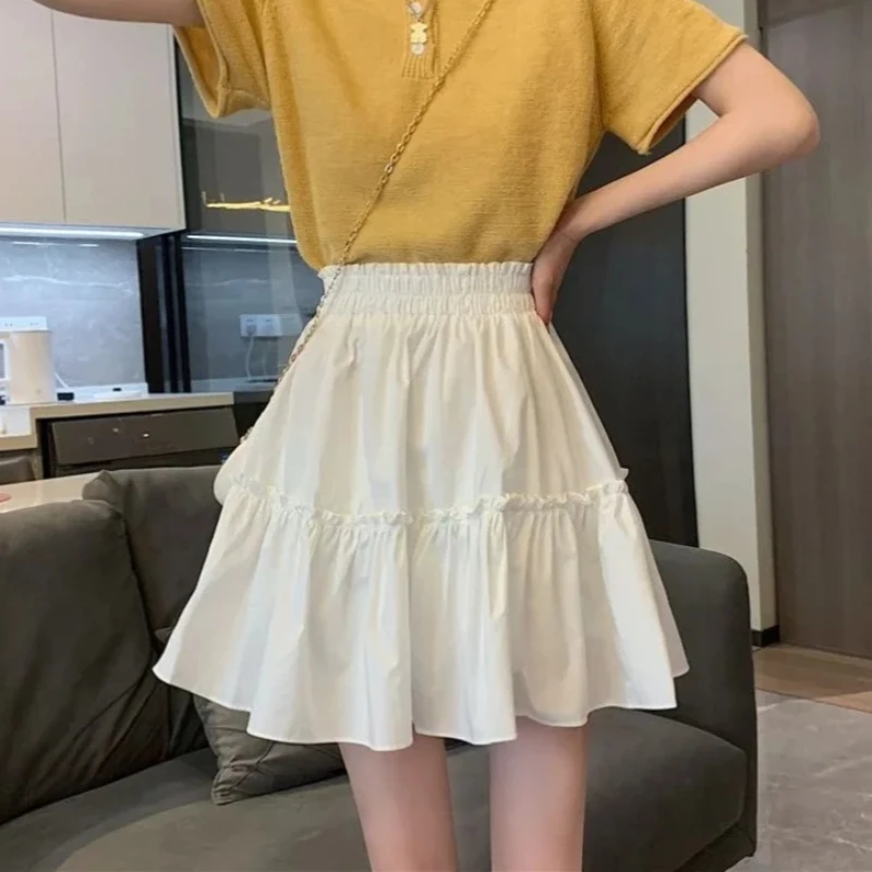 Skirts Women Party Y2k Elastic Waist A-line Lovely Summer Sweet Style Mini Holiday Simple Soft Stylish Edible Tree Fungus Design