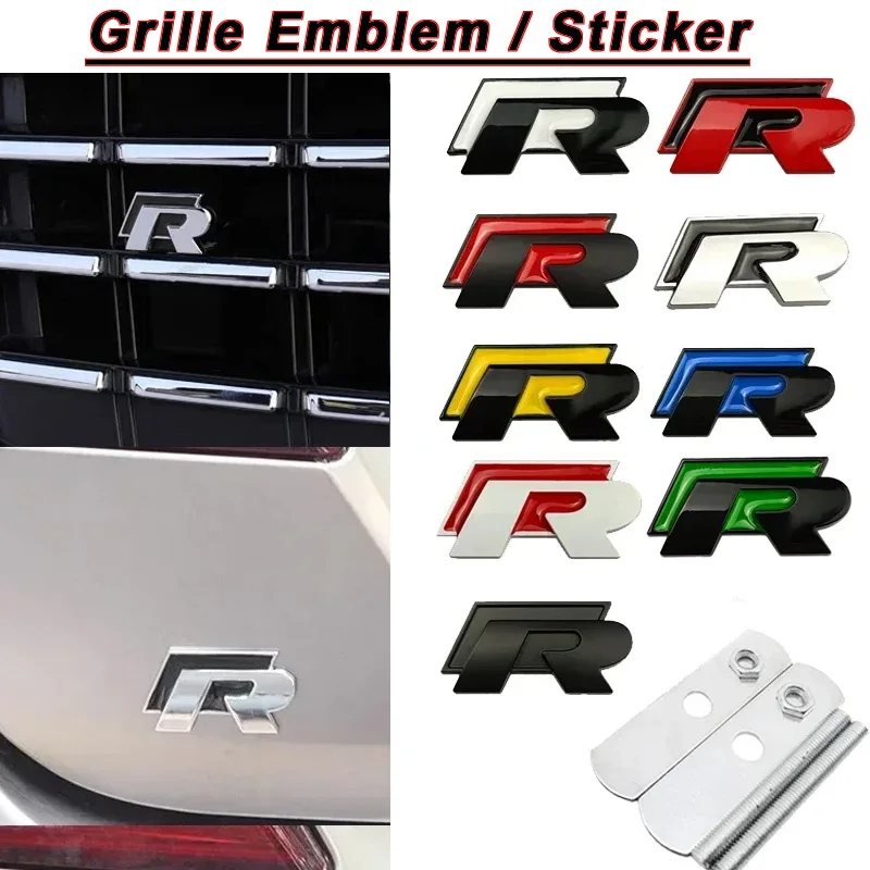 

R Rline Logo Car Grille Emblem for Volkswagen VW Polo Golf Jetta Tiguan Touran Passat Beetle Car Grill Badge Stickers