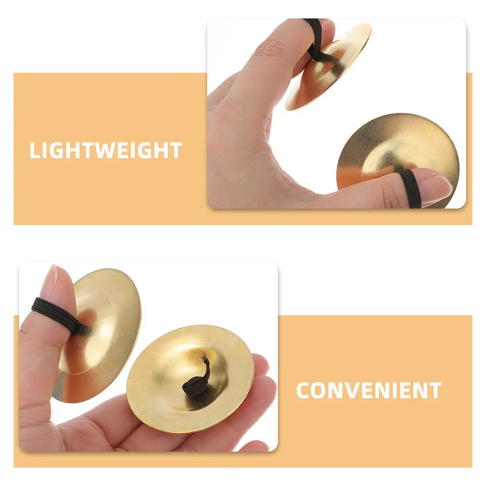 2Pairs Belly Dancing Finger Cymbals Lightweight Small Hand Percussion Instrument Clear Rhythmic Sound Performance Accessory