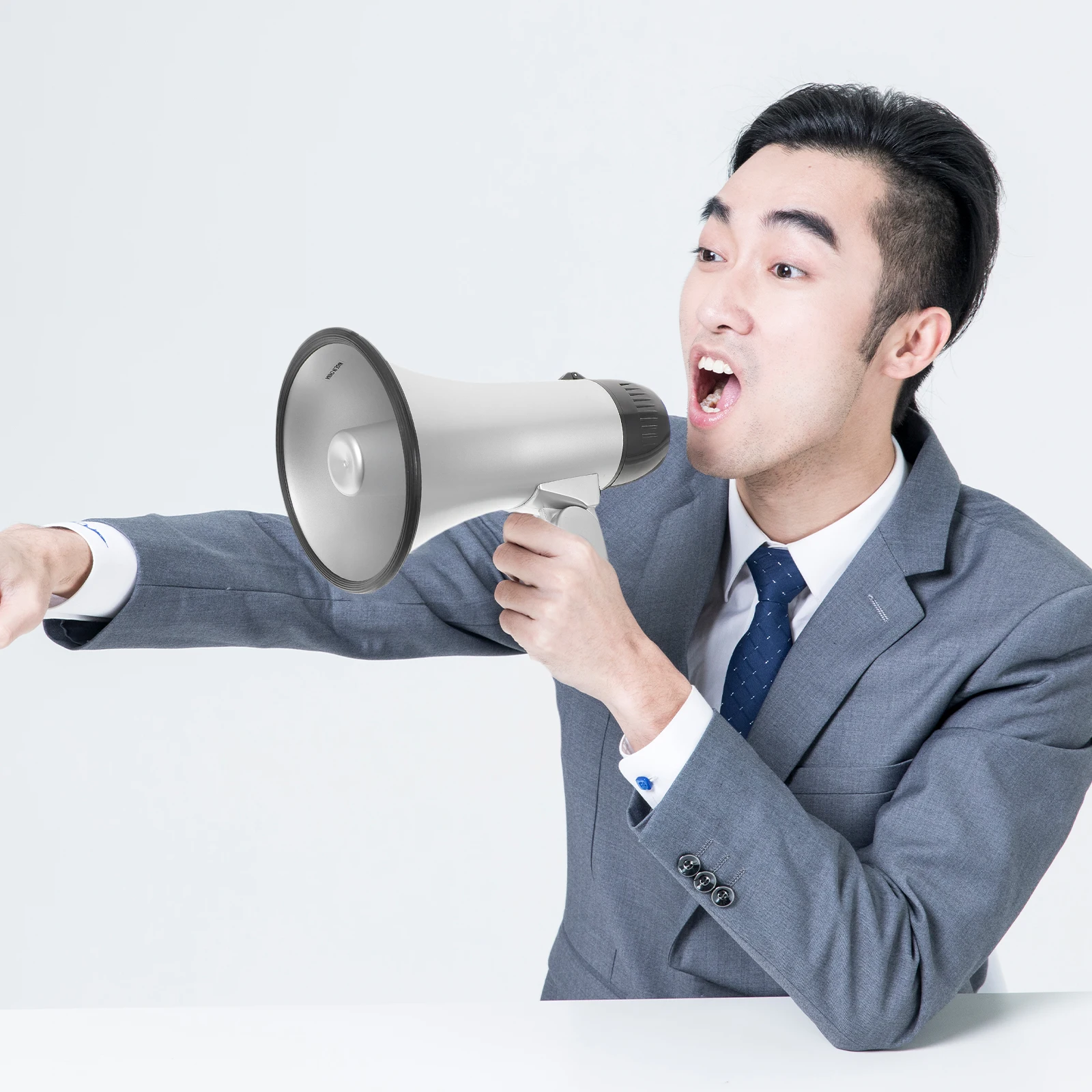 

25W H Megaphone Speaker Silver Plastic Bullhorn 240Sec Recording Portable Sports Cheering Bullhorn Cheerleader Kids Football