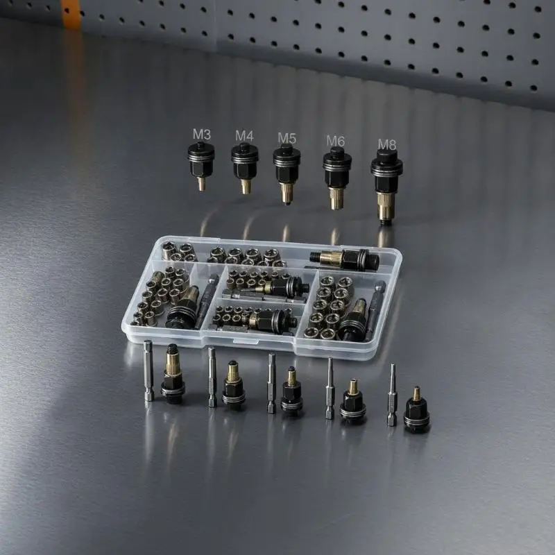 Hand Rivet Nut Tool Replacement Set M3-M12 Nut Head Adapter Fastener for Professional Grade Riveting Machines