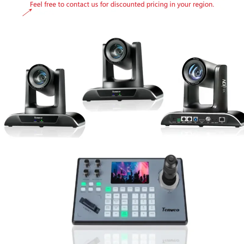 2024 Hot Sales Tenveo Conference System NDI 30X USB3.0/HDMI/RJ45/SDI Auto Tracking Camera And PTZ Controller Joystick Keyboard