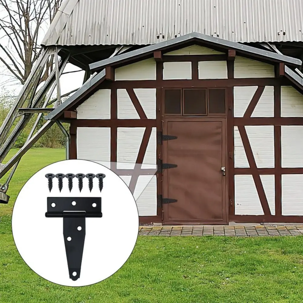 

3/4/6inch Door Hinges Heavy Duty Rustproof T Shaped Door Hinges Metal with Screws Gate Strap Hinges