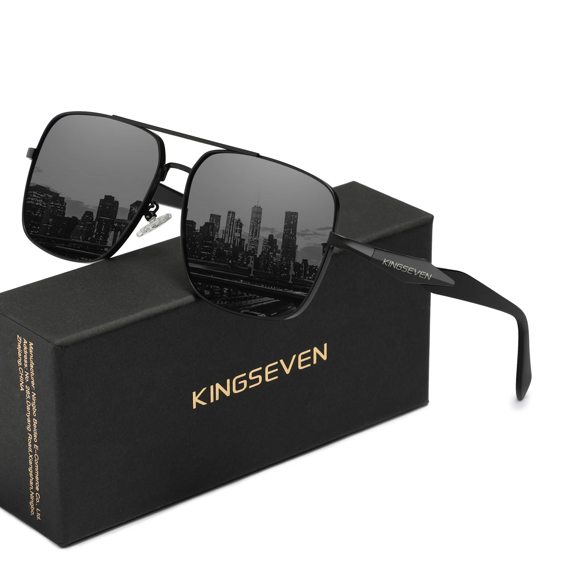 

KINGSEVEN модные повседневные солнцезащитные очки мужские квадратные оправы антибликовые поляризационные линзы UV400 очки для вождения