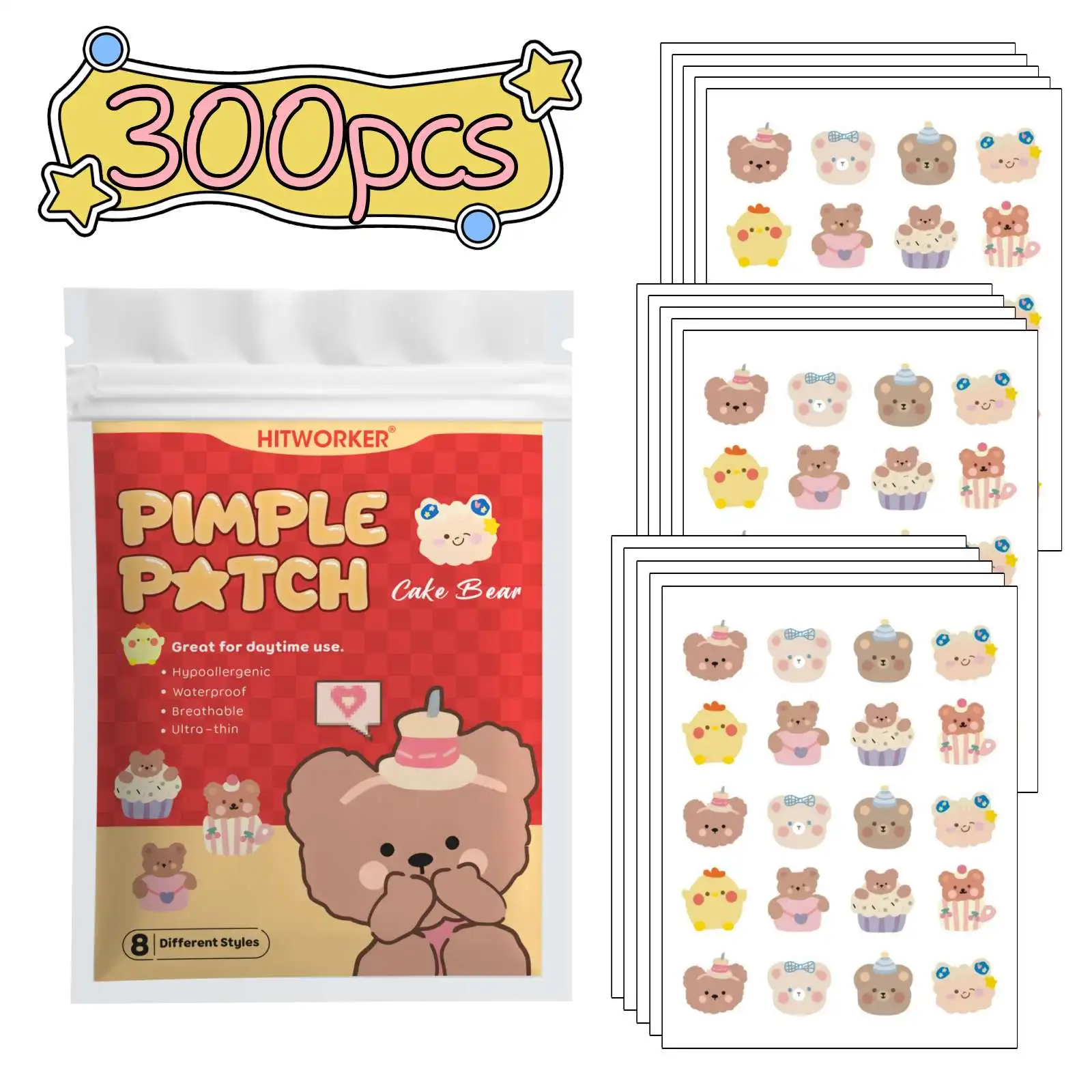 200/300Pcs Cartoon Hydrocolloid Acne Patches With Natural Tea Tree Oil High Absorption Invisible Blemish Spot Cover Skin Care