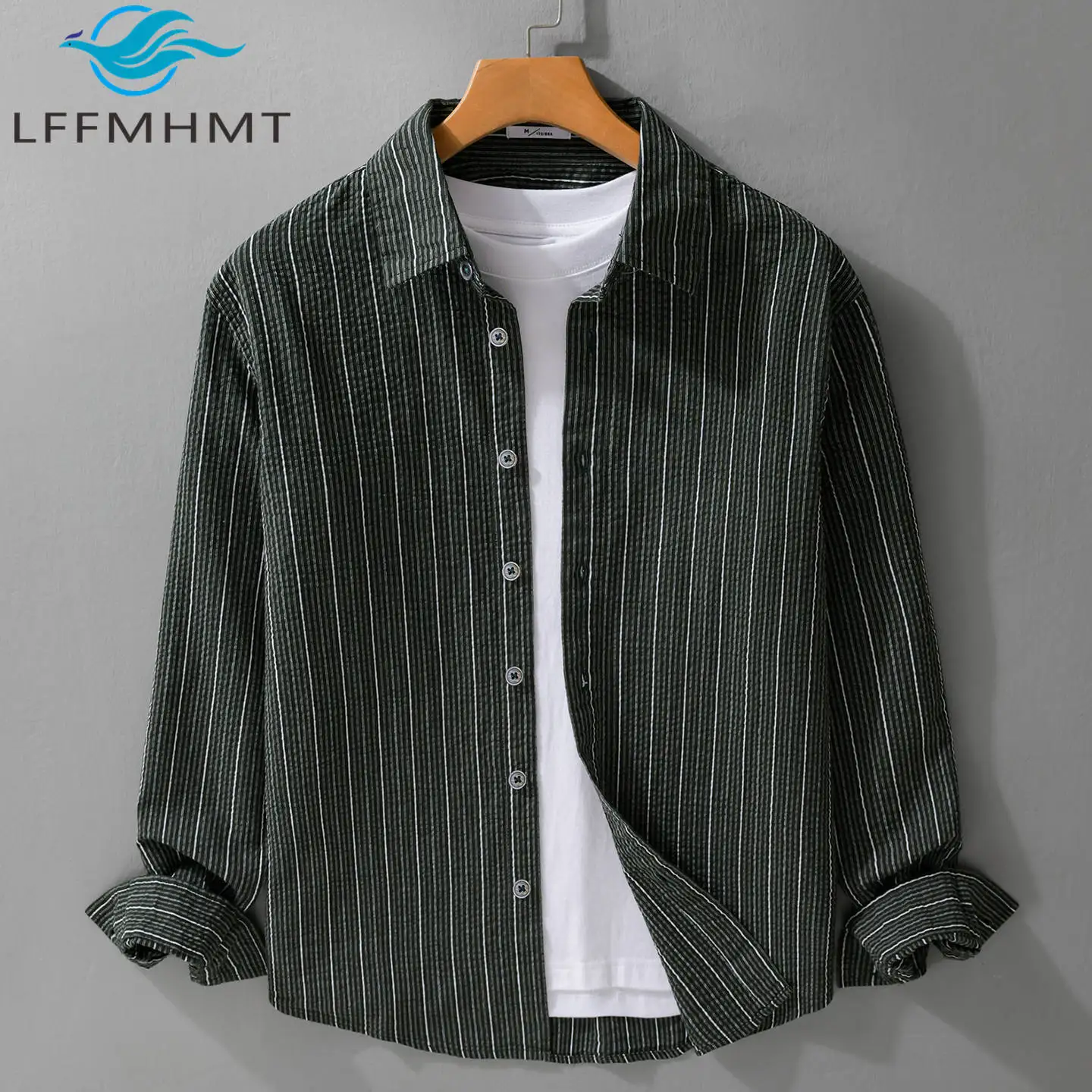 Classic Vintage Striped Button Down Shirt Men 100% Cotton Breathable Soft Casual Oversized Tops for Spring Autumn Work
