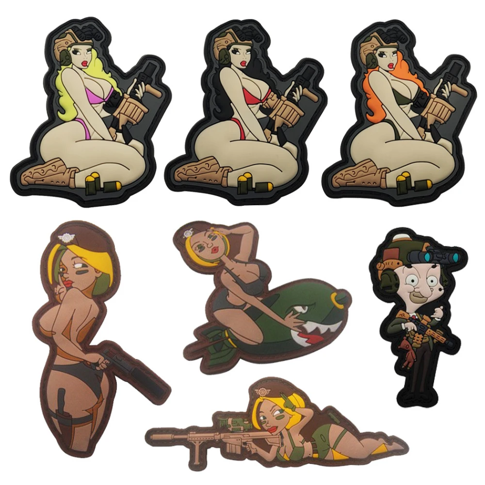

Outdoor Bag Accessories 3D Rubber Armband Bikini Sexy Female Soldier Morale Tactical Jacket Armband DIY Backpack Hook Patch