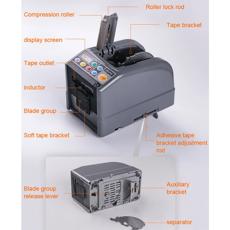 Imagem -03 - Distribuidor Elétrico Automático da Fita Máquina de Corte Adesiva Dobro Tomou Partido do Cortador Máquina de Embalagem Cortando 110v 220v o