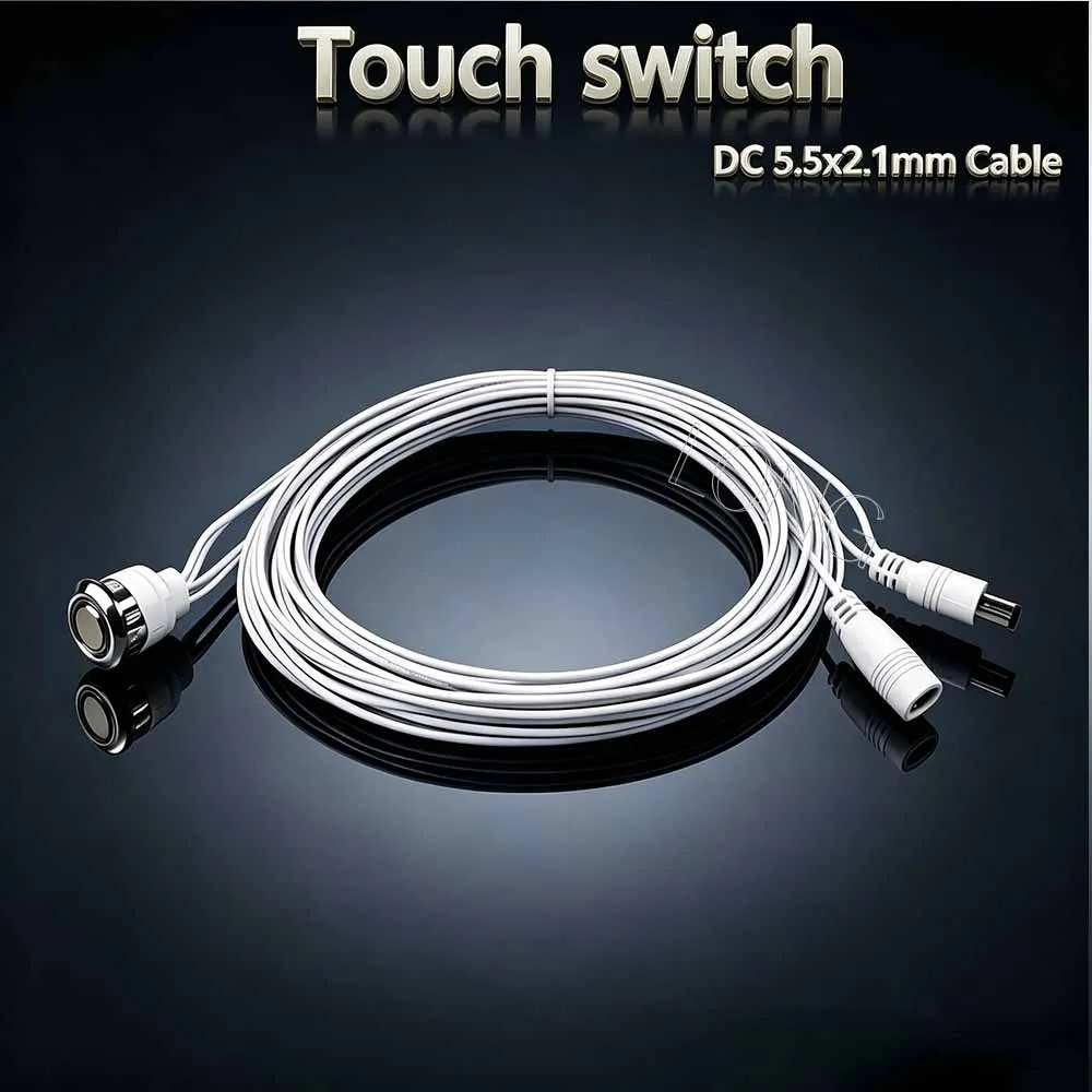 18MM Touch Dimmer Switch,LED Stepless Dimming DC5-24V 3A Dual Memory DC5.5x2.1mm Cable for Bedside Cabinet Wardrobe Light